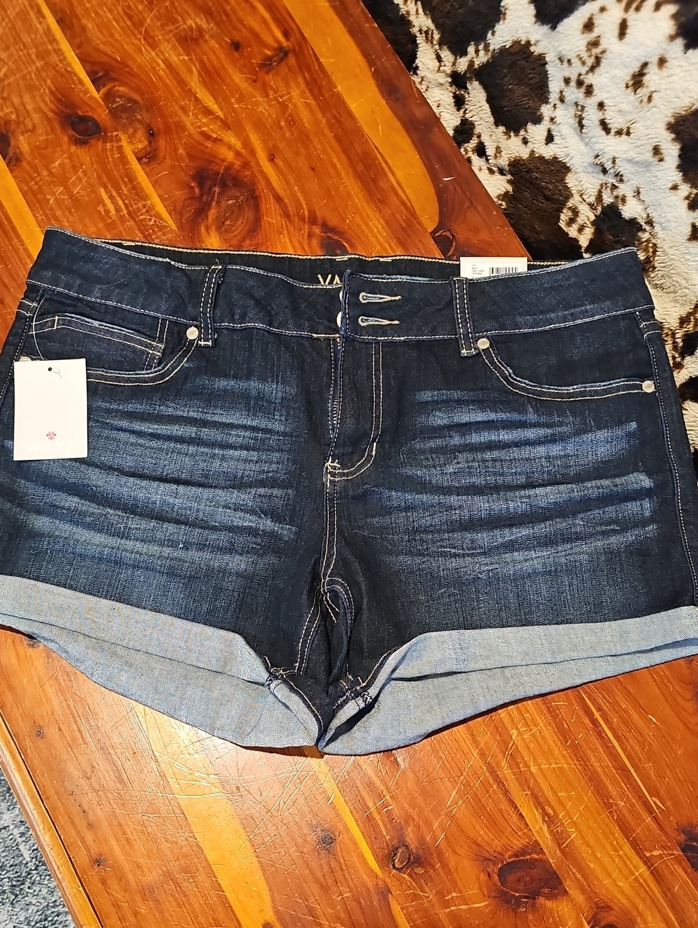 Vanity Dark Blue Roll-Cuff Jean Shorts